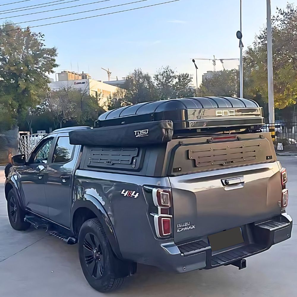 Short Heavy Duty Galvanised Steel Canopy fits Dmax 2012 - 2024 Dual Cab Tradie Black Low Rider Profile for Roof Rop Tents 