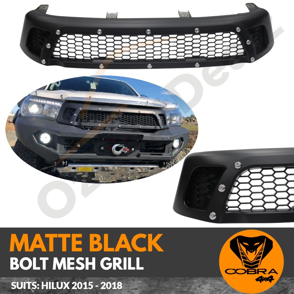 Matte Black Front Bolt Grill suitable for Toyota Hilux 2015 - 2018
