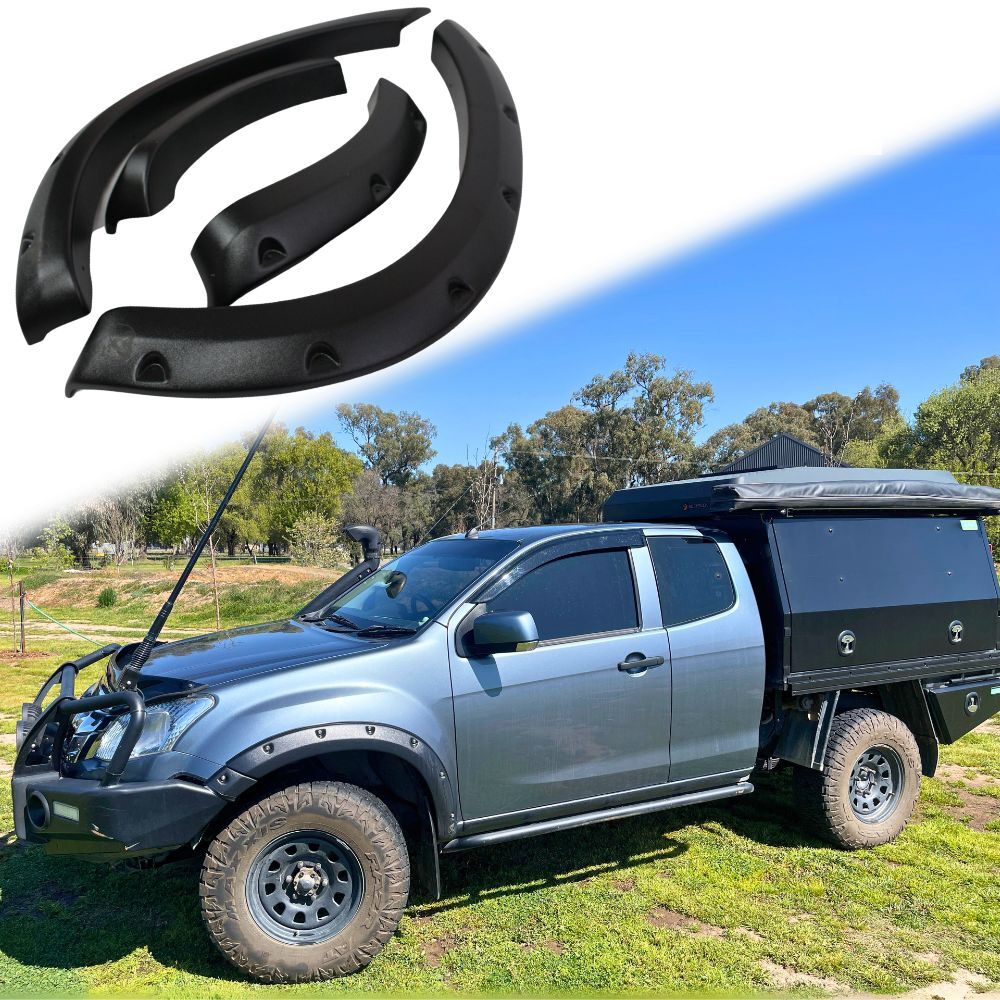 Front Slimline Jungle Fender Flares Fits D-MAX DMAX 2012 - 2019 RT Models Black Guard Textured