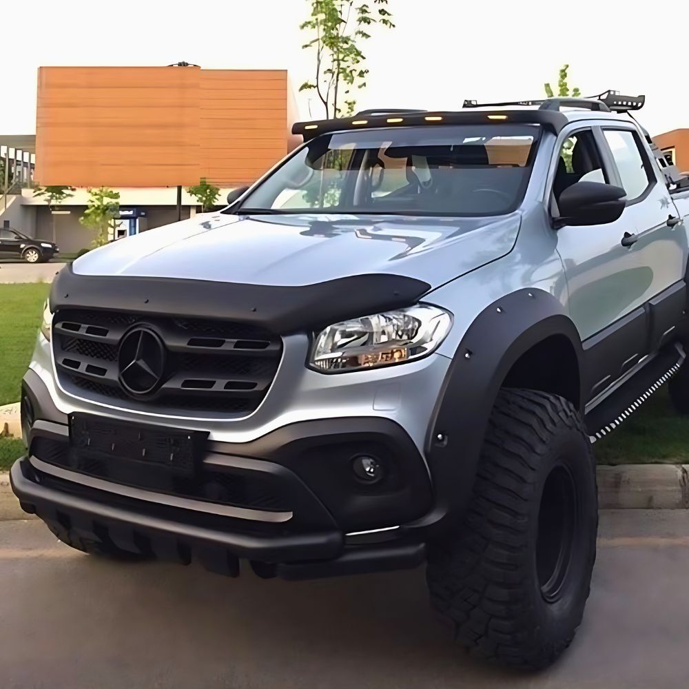 Front Satin Matte Black Pocket Style Fender Flares suits Mercedes Benz X-Class 2017 2018 2019 2020 X Class