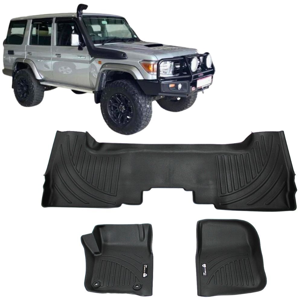 5D TPE Floor Mats Liner suits Landcruiser 76 Series 2007 - 2020 Carpet Plastic Rubber Mat