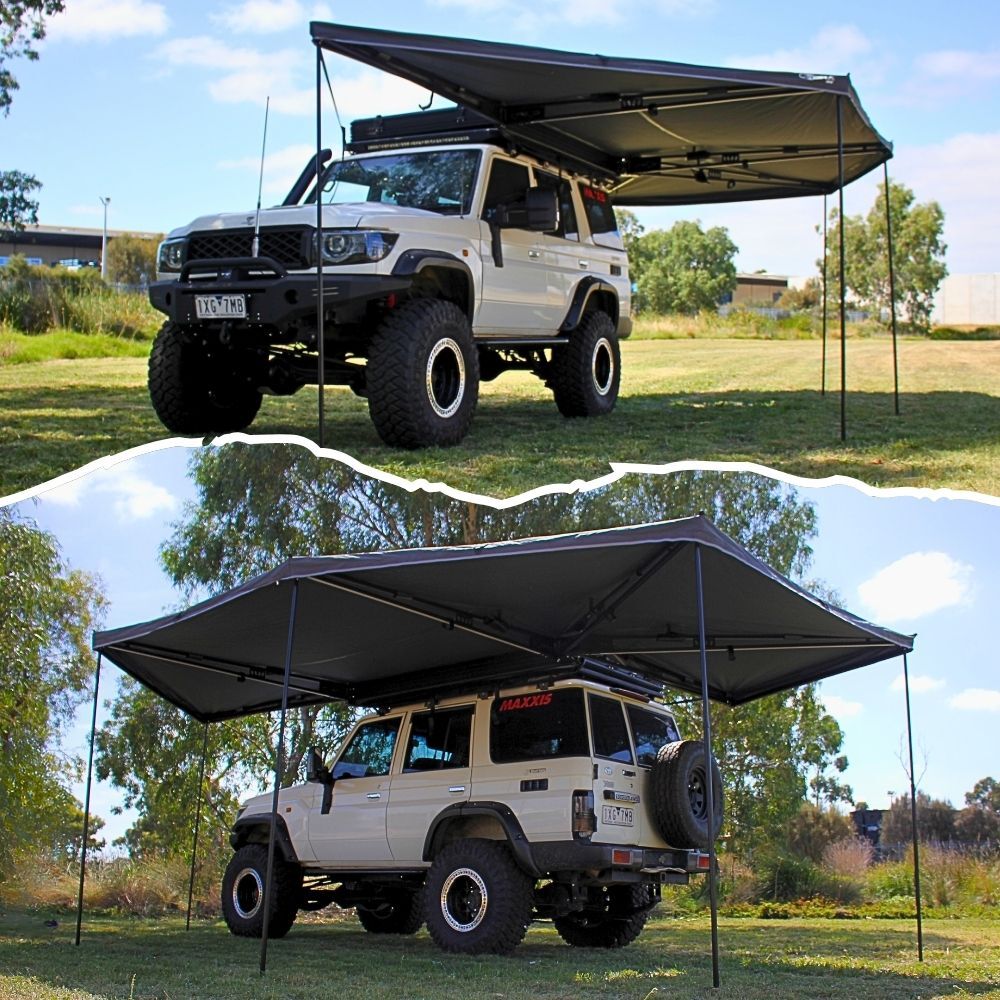 270 Degrees XL Freestanding Fox Awning Passenger Side 300 GSM Polycotton Ripstop Canvas 2.5 Folded