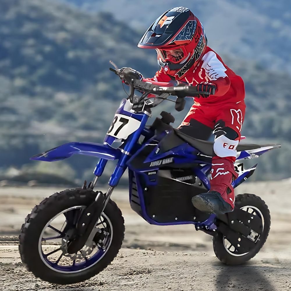 Kids Electric 800W Dirtbike Dirt Bike Ride On Motorcycle Motorbike Off Road Steel Blue Child