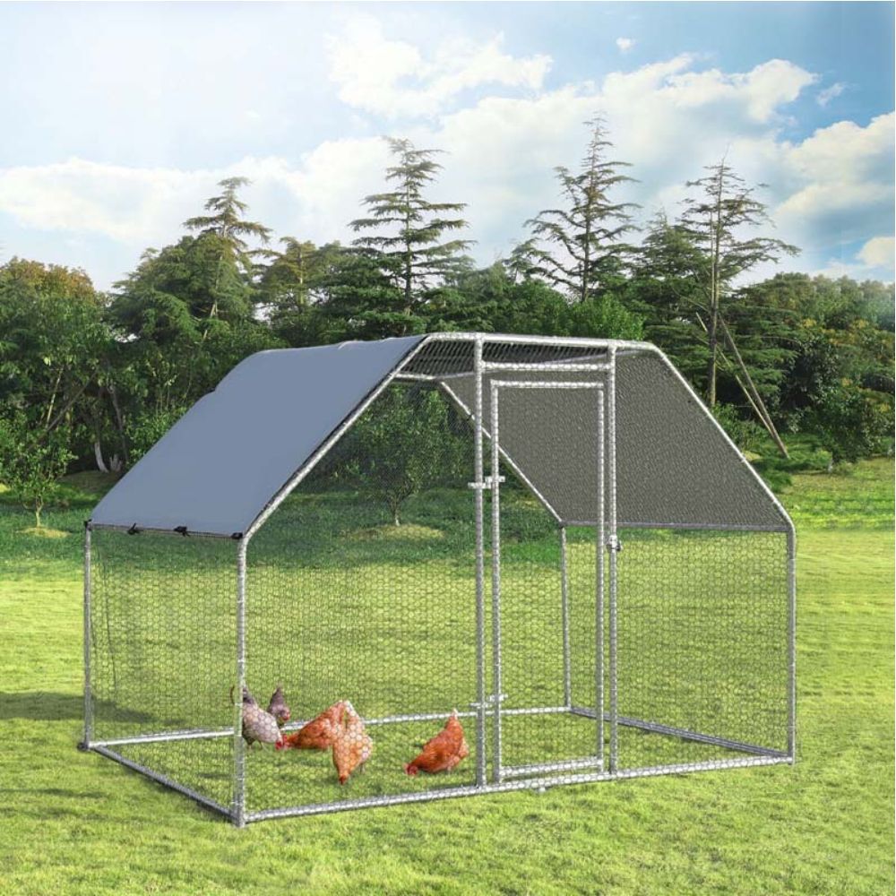 FLAT LARGE 15 Chicken Coop Cage House 1 Rooms Rabbit Guinea Pig Walk-in 2 x 3 x 2M Steel Metal Run Enclosure Poultry Coup