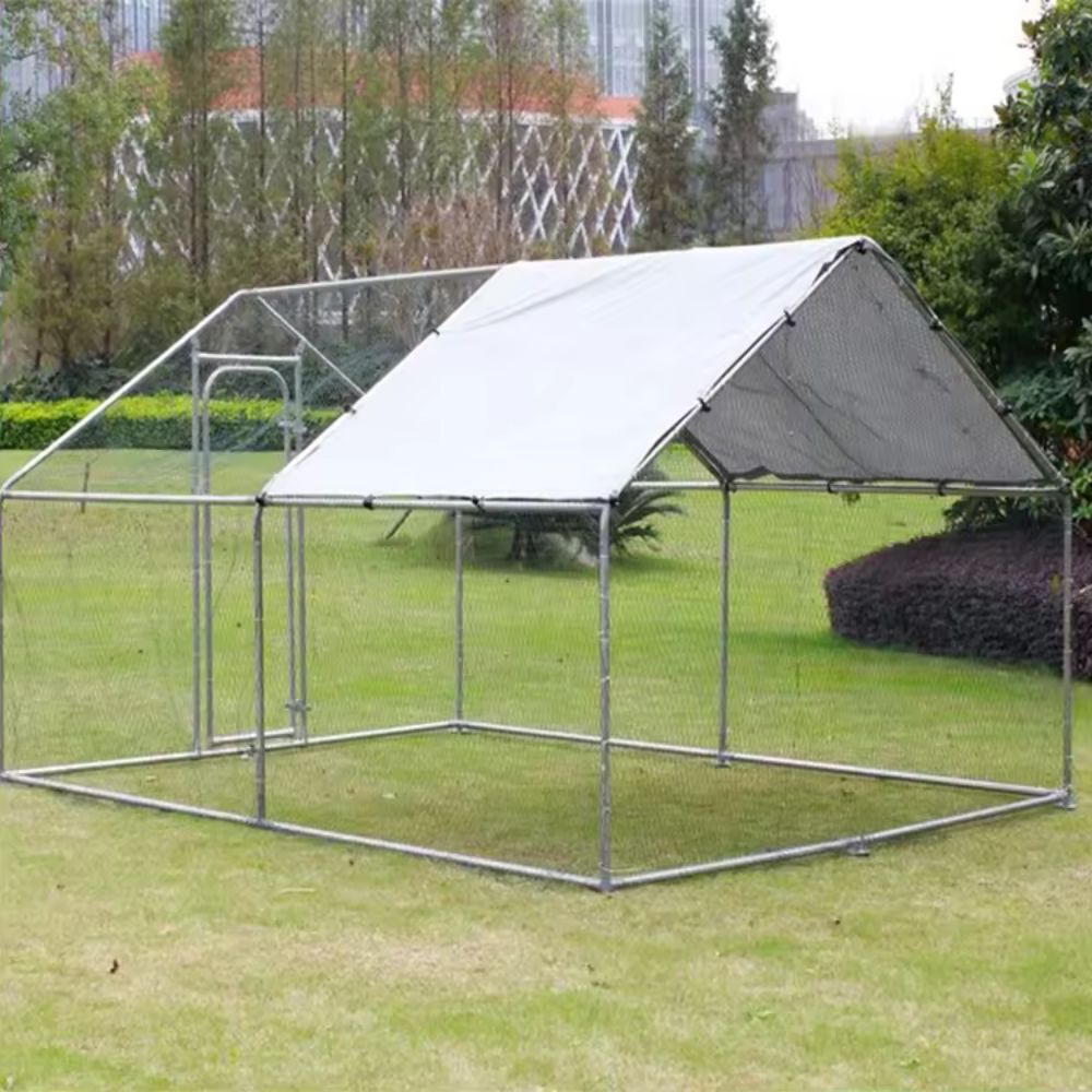 X-LARGE 30 Chicken Coop Cage 2 Rooms Rabbit Guinea Pig Walk-in 4 x 3 x 2M Steel Metal Run Enclosure Poultry Coup