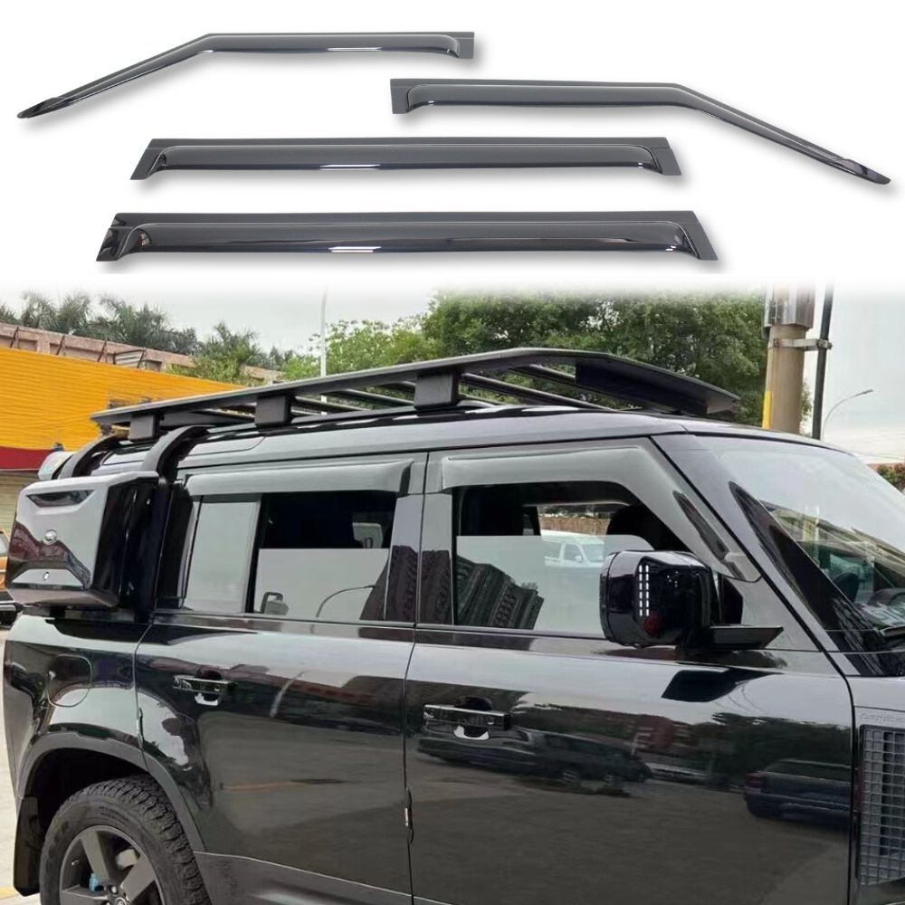 Premium Weather Shields Visors Suits Land Rover Defender L663 110 130 2020 Onwards Black Cover Protection Rain Weathershields