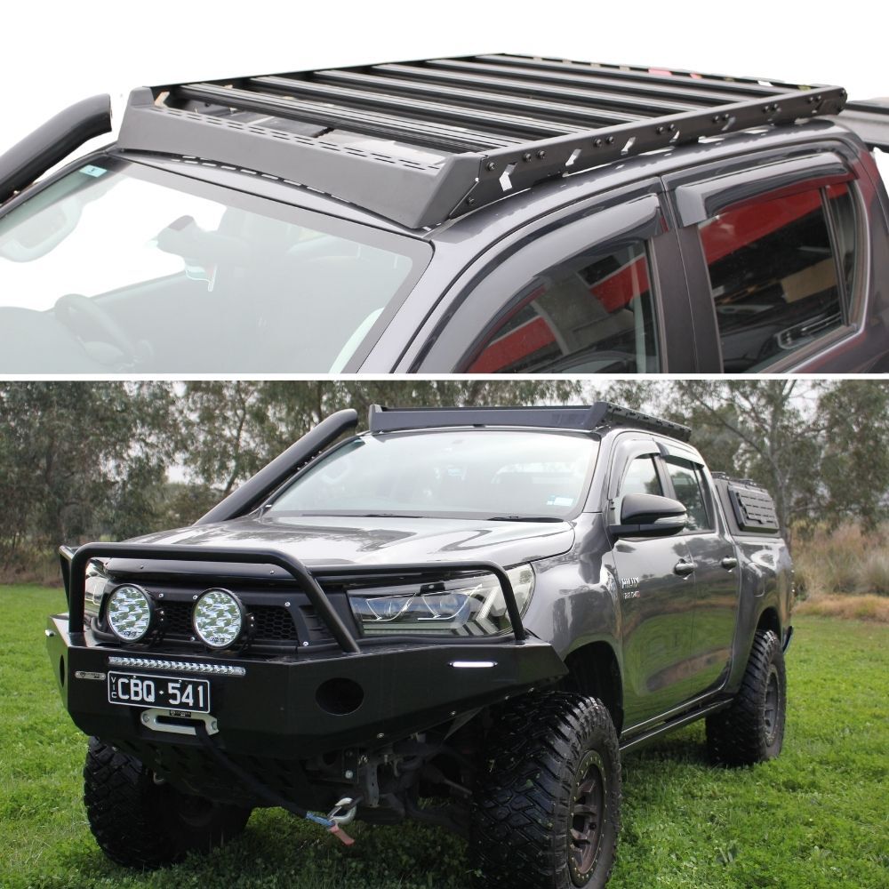 Dynamic Series Full length Roof Rack Aluminium Platform Steel Fits Hilux 2015 Onwards N80 Dual Cab Low Profile