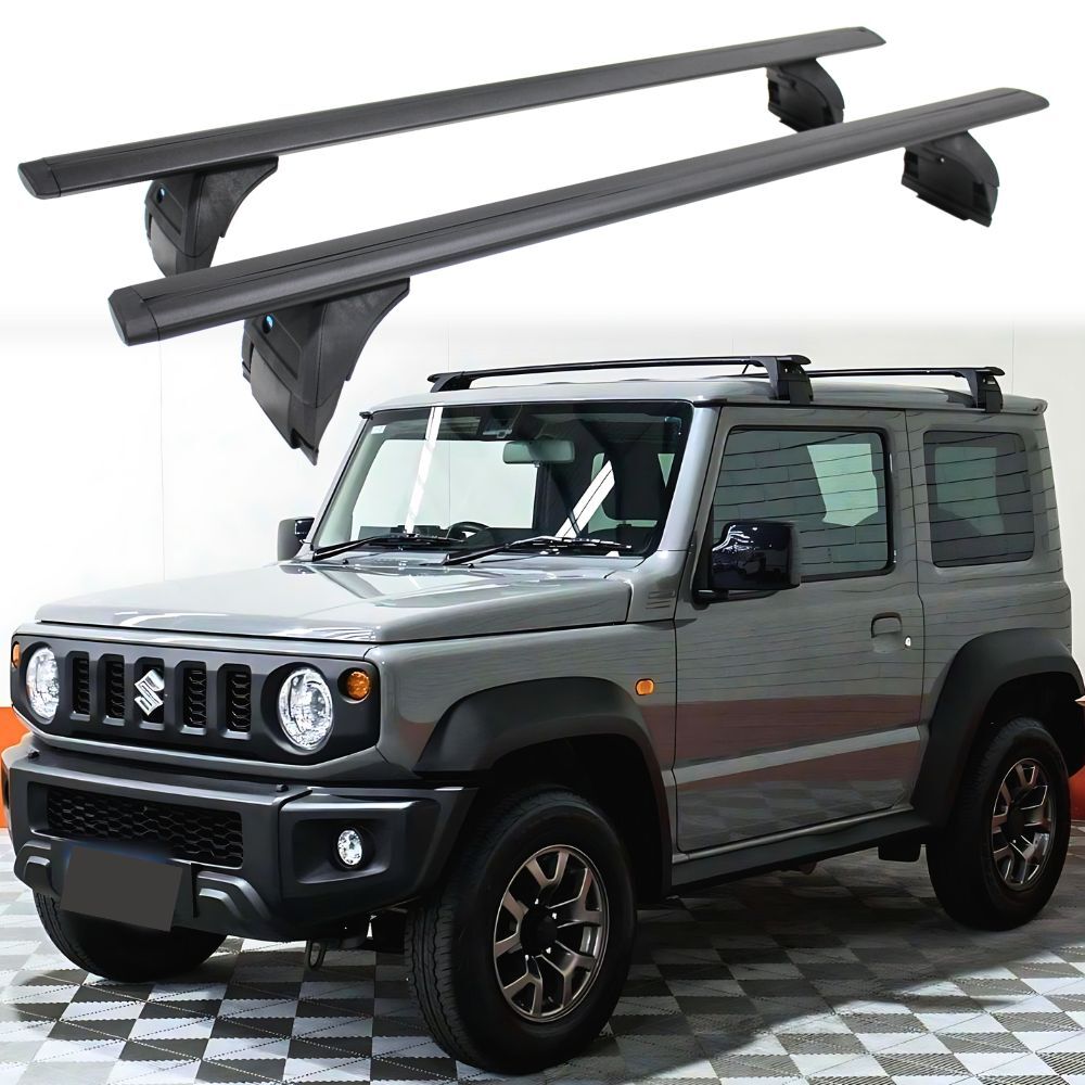 2 x Premium Aluminium Roof Cross Bars Suits Jimny 2018 Onwards 2 or 4 door Black Lockable Crossbars Rack Luggage Carrier