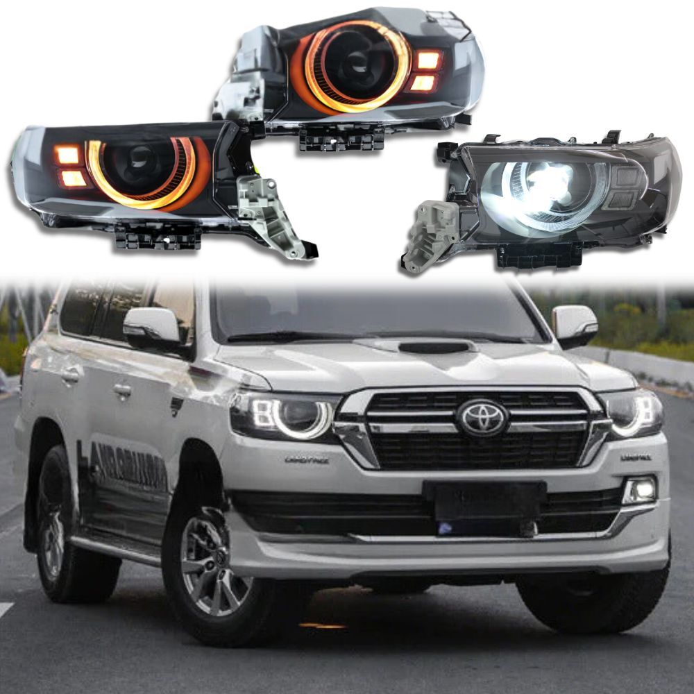 Angel Eye LED DRL Head Lights Lamp Suits Toyota Landcruiser 200 series 2016 Onwards Facelift Front Luxury Upgrade Headlights