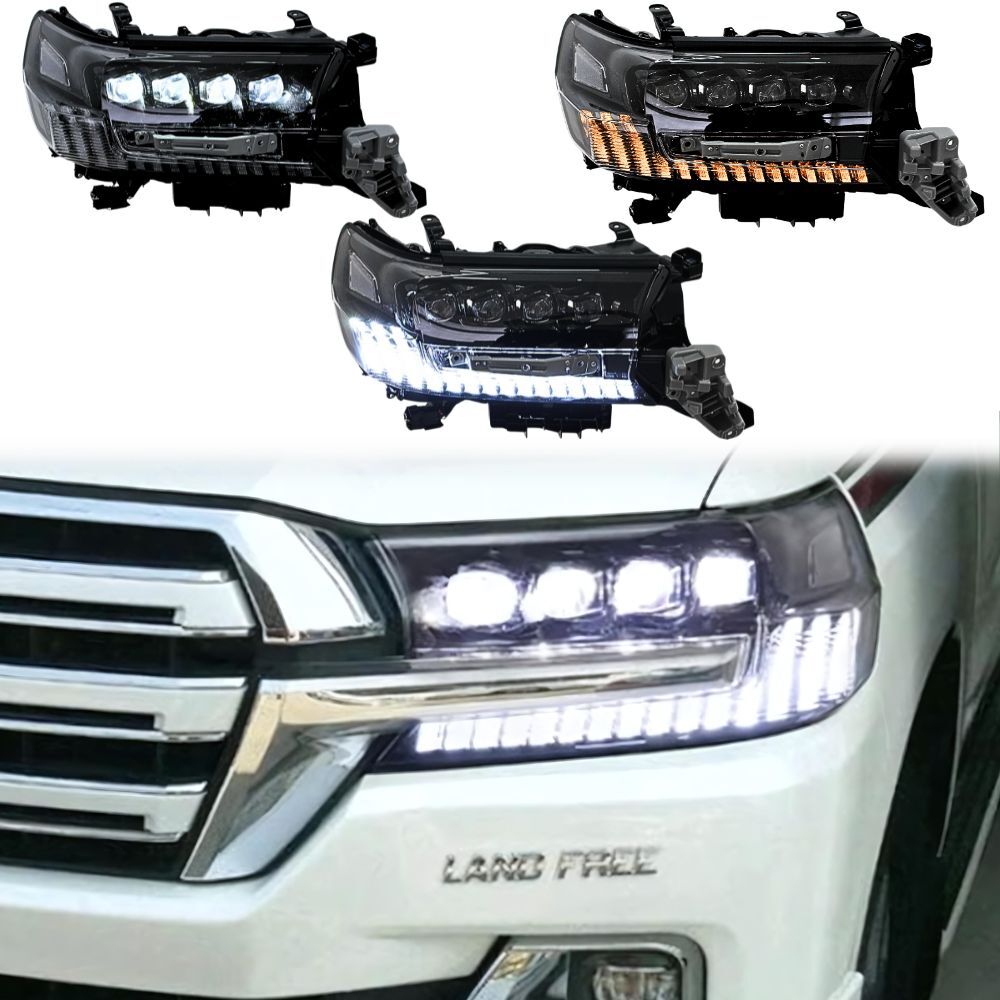 LED Premium Quad Lens DRL Headlights Suits Landcruiser 200 series Facelift 2016 onward Front Head lights