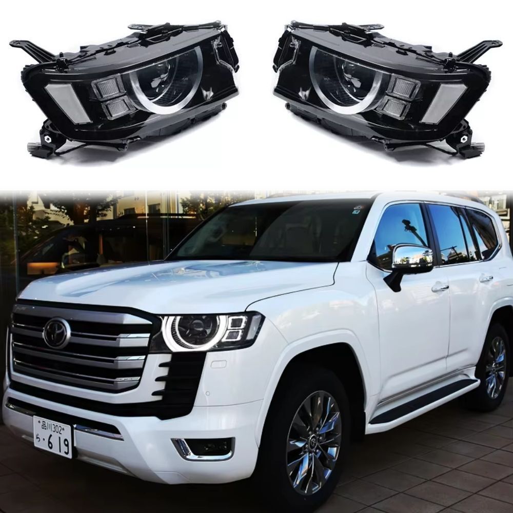 Angel Eye LED DRL Head Lights with Sequential Indicator for Toyota LandCruiser 300 Series GX & GXL 2021-2024 Front Headlights