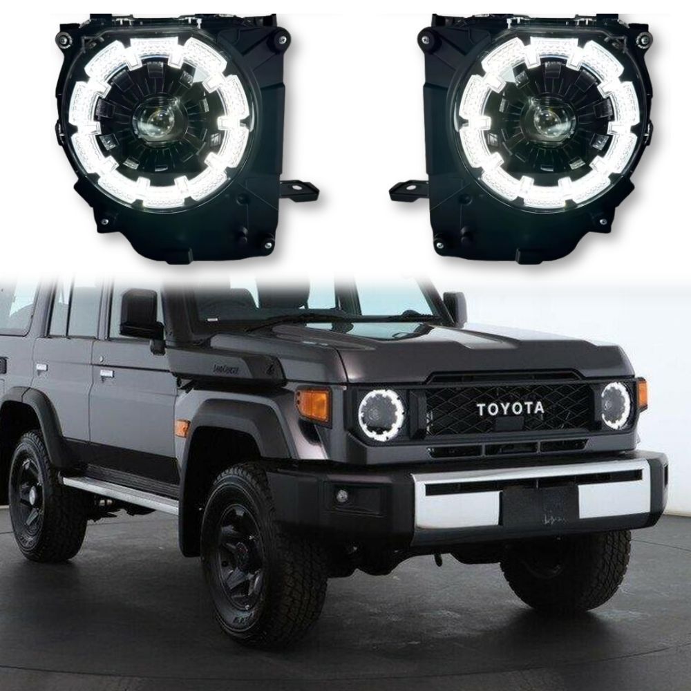 LED DRL OEM Style Head Lights Lamp Suits Toyota Landcruiser 70 76 78 79 Series 2024 Onwards Facelift Headlights