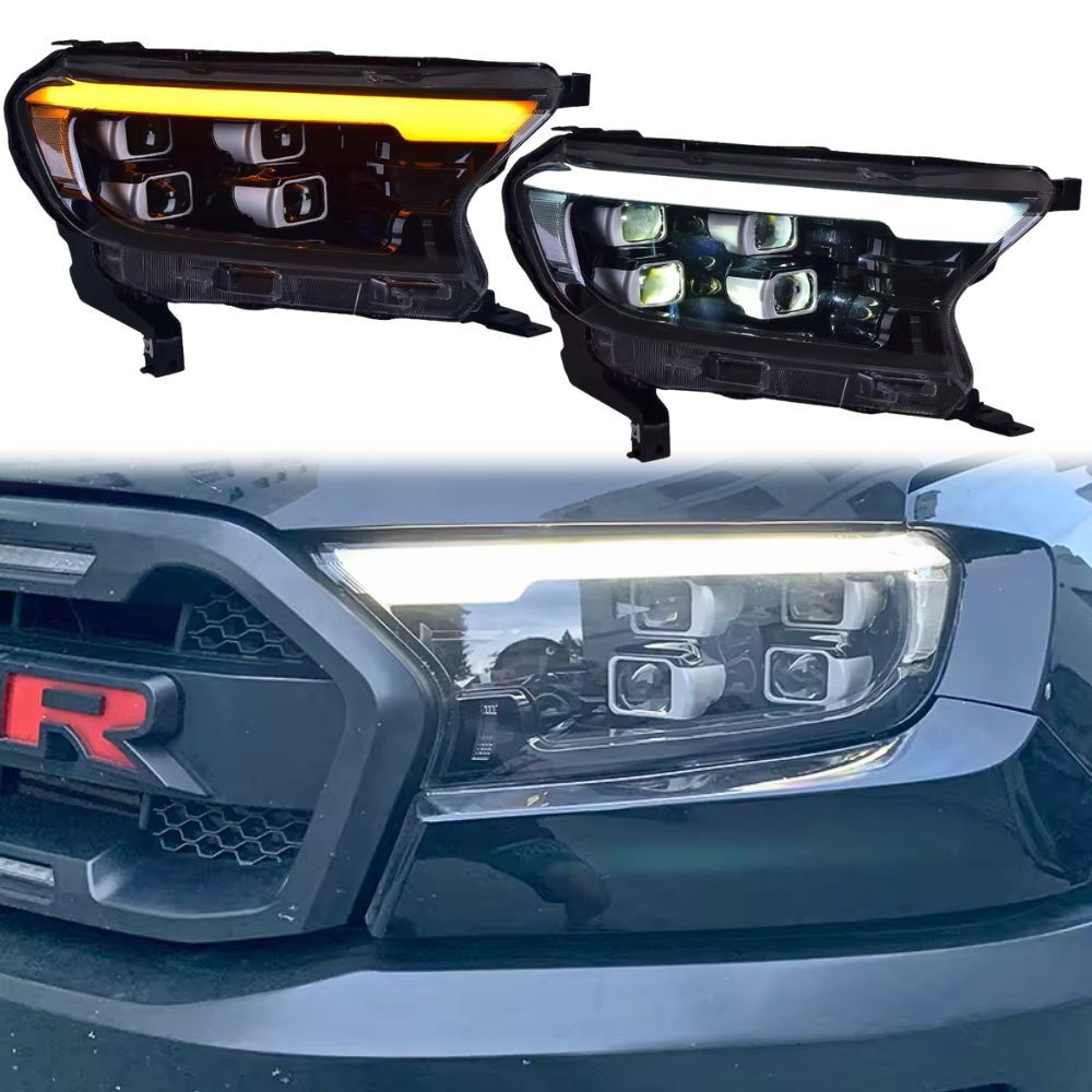 Front Head LED Spider Eye Headlights for Ford Ranger PX2 PX3 2015 - 2022 Everest 2015+  Pair Lights Lamp