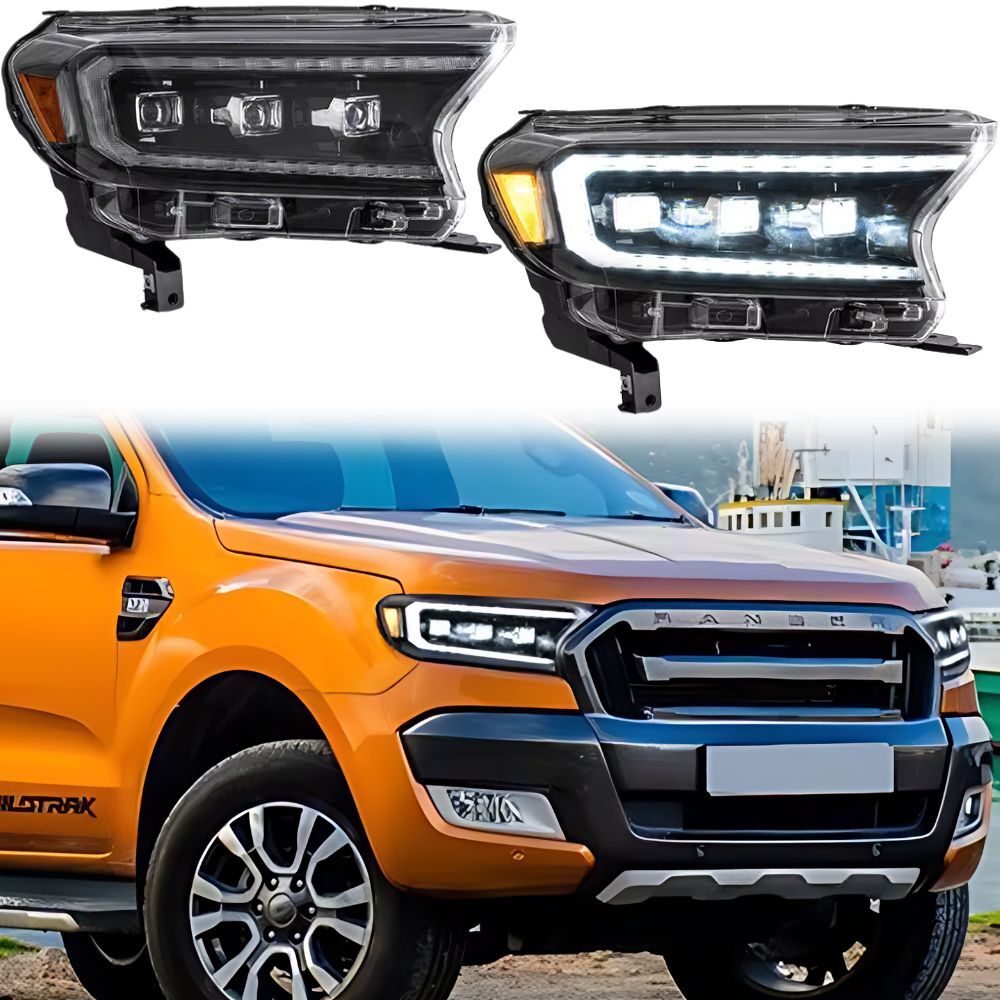 Front C Style LED Headlights Suits Ford Ranger 2015-2022 PX2 PX3 Everest Pair Head Lights Lamp DRL