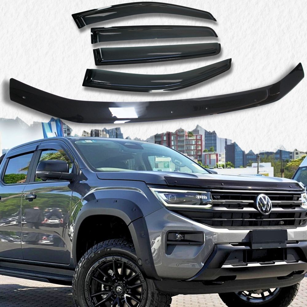 Bonnet Protector & Weather Shields fits VM Amarok Next Gen 2023 Onwards Black Visors Guard Wind Deflector Hood