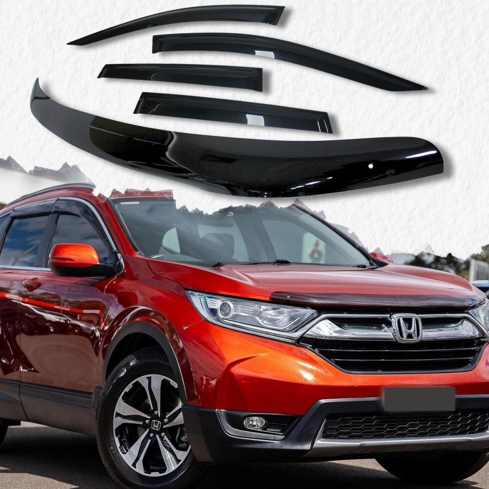 Bonnet Protector & Weather Shields fits Honda CR-V CRV RW Oct 2017 Onwards Black Visors Guard Wind Deflector Hood