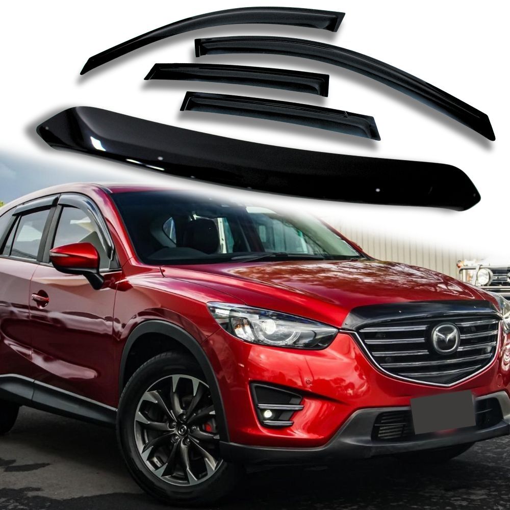 Bonnet Protector & Weather Shields fits Mazda CX-5 CX5 2012 - 2016 Black Visors Guard Wind Deflector Hood