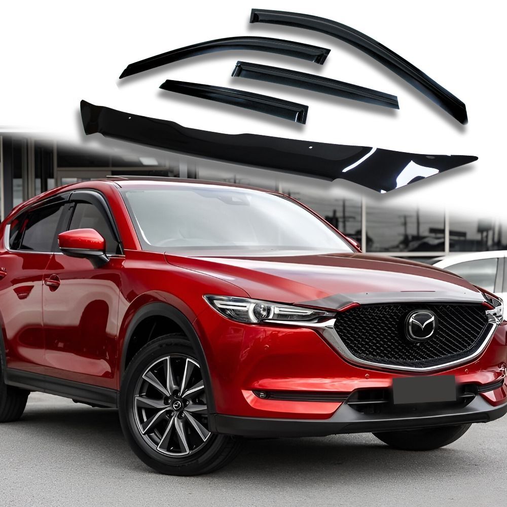 Bonnet Protector & Weather Shields fits Mazda CX-5 CX5 KF 2017 - 2021 Black Visors Guard Wind Deflector Hood