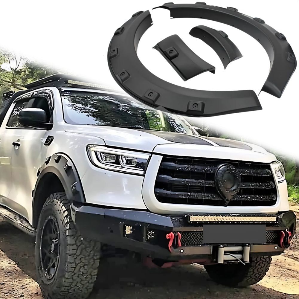 Front Matte Black Raised Pocket Style Flares Suitable For Great Wall Motors GWM Cannon 2020 - 2022