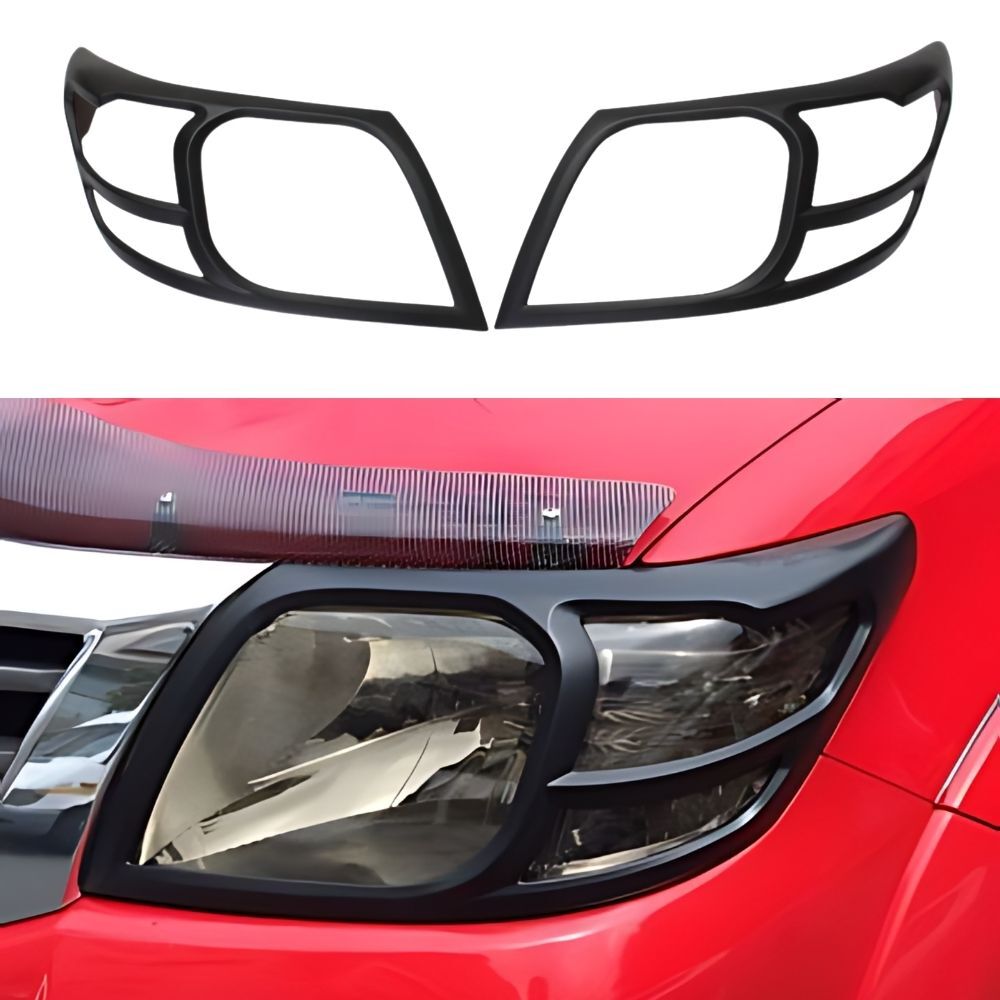Matte Black Head Light Trims suitable for Toyota Hilux  2012 - 2015 Cover Protector