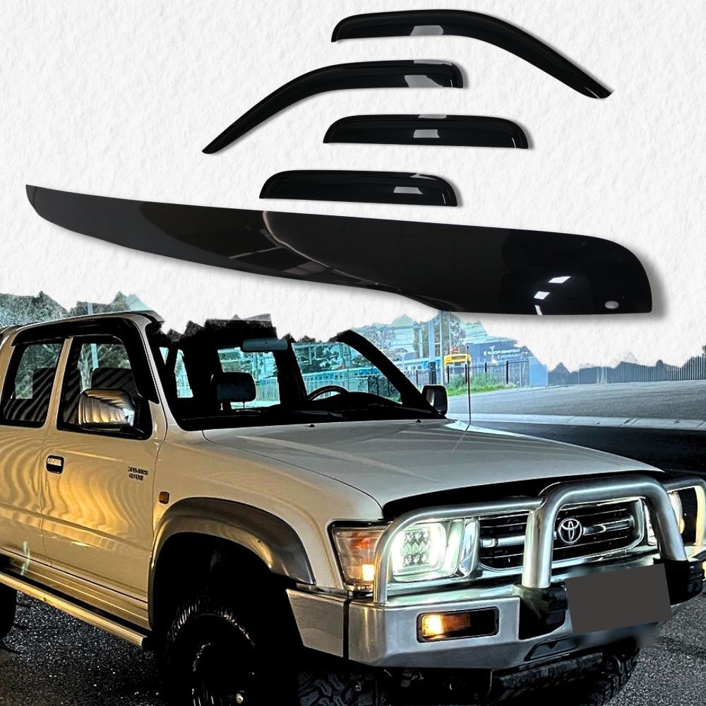 Bonnet Protector & Weather Shields fits Toyota Hilux 1998 - 2002 Black Visors Guard Wind Deflector Hood