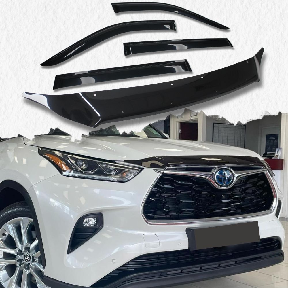 Bonnet Protector & Weather Shields fits Toyota Kluger 12/2020 Onwards Black Visors Guard Wind Deflector Hood