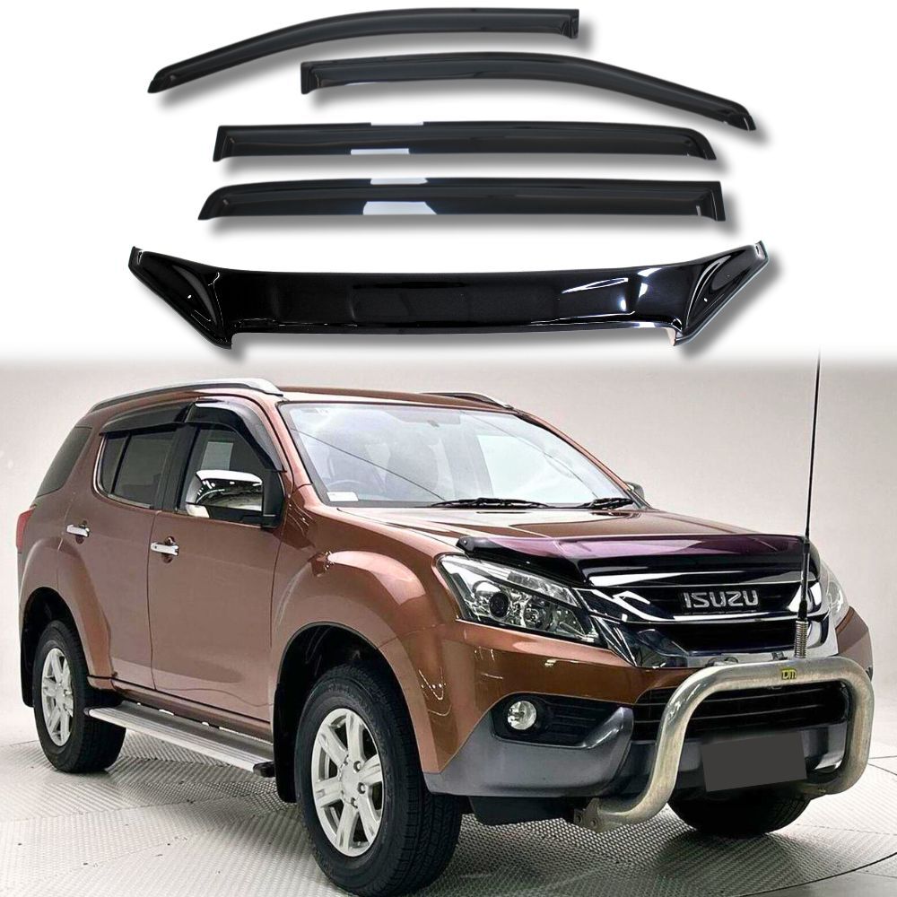 Bonnet Protector & Weather Shields fits Isuzu MU-X MUX 2013 - 2016 Black Visors Guard Wind Deflector Hood