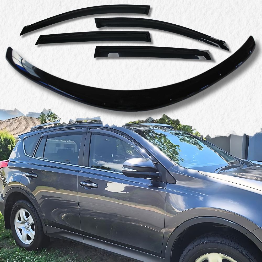 Bonnet Protector & Weather Shields fits Toyota Rav4 12/2012 - 2018 Rav 4 Black Visors Guard Wind Deflector Hood