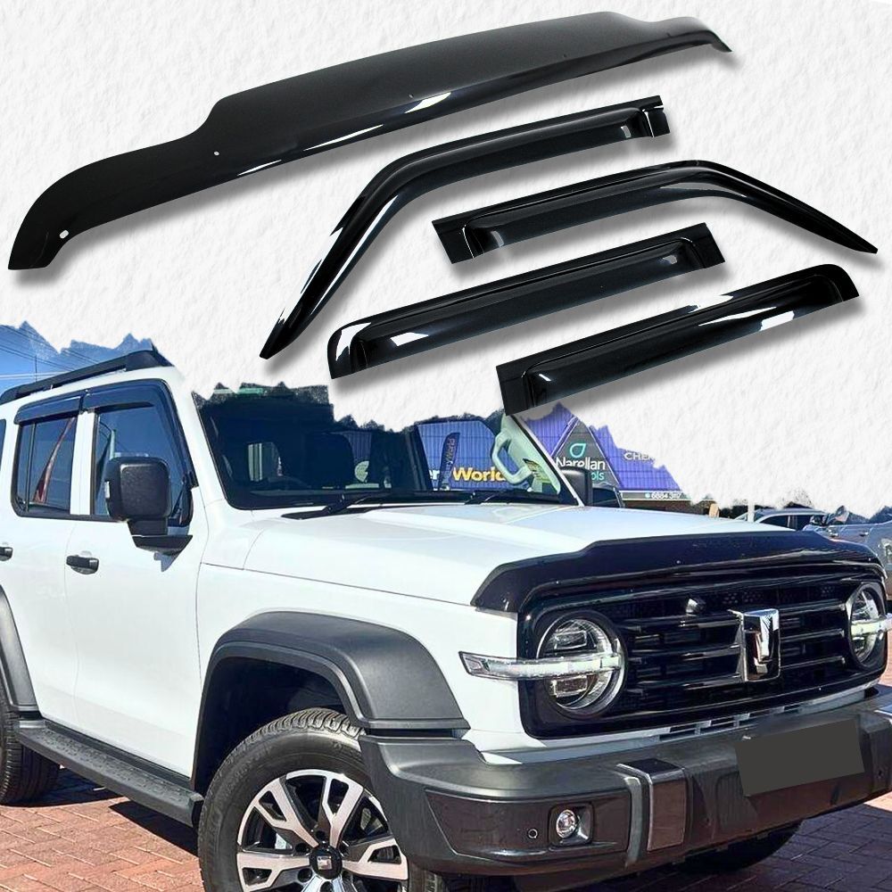 Bonnet Protector & Weather Shields fits GWM Tank 300 2023 Onwards Black Visors Guard Wind Deflector Hood