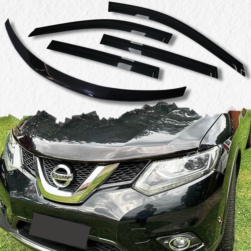 Bonnet Protector & Weather Shields fits Nissan X-TRAIL T32 2014 - 2020 XTRAIL Black Visors Guard Wind Deflector Hood