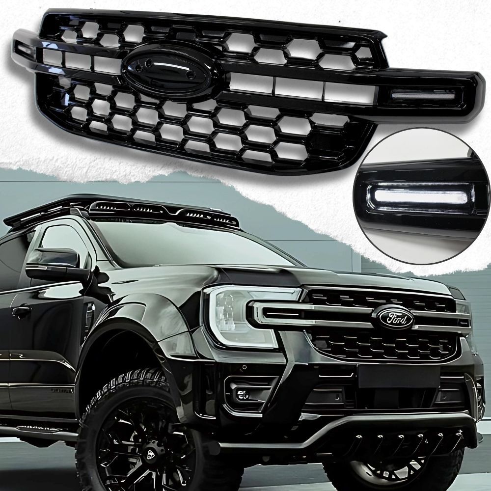 Front LED OEM Style Gloss Black Grill Suits Ford Ranger Next Gen 2022 Onwards Grille Upgrade XL XLT XLS