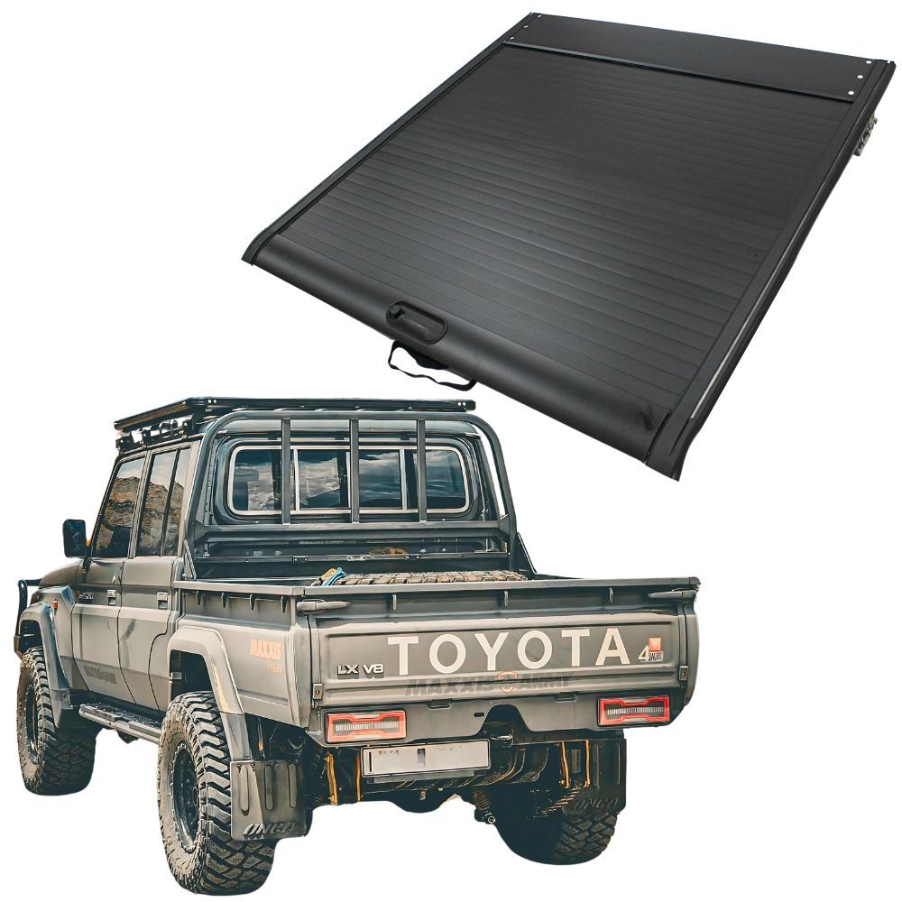 Premium Cobra 4x4 Retractable Roller Shutter fits Landcruiser 79 Series Dual Cab Tub Manual Tonneau Roll Cover Black