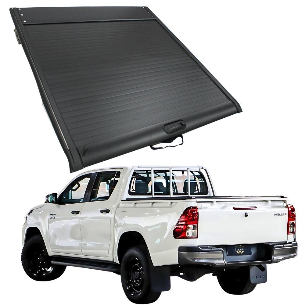 Premium Cobra 4x4 Retractable Roller Shutter fits Hilux 2015 - 2024 SR and Workmate J-deck Models Tub Manual Tonneau Roll Cover Black