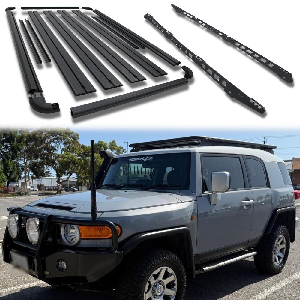 Unassembled Aluminium Flat Roof Rack Fits FJ Cruiser 2011 Onwards 220cm x 125cm Tradie Black Platform