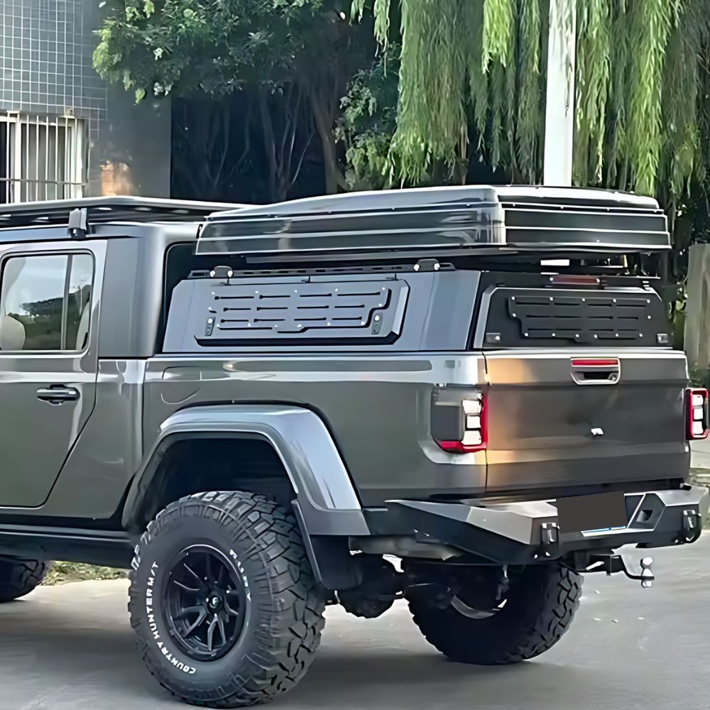 Short Heavy Duty Galvanised Steel Canopy fits Landcruiser 79 Series Dual Cab Tradie Black Low Rider Profile for Roof Rop Tents