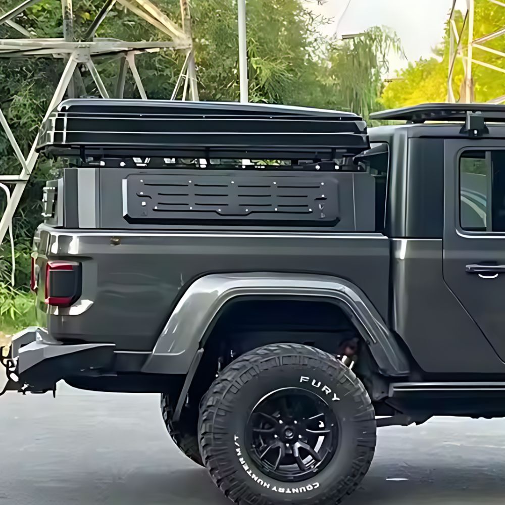 Short Heavy Duty Galvanised Steel Canopy fits Landcruiser 79 Series Single Cab Tradie Black Low Rider Profile for Roof Rop Tents