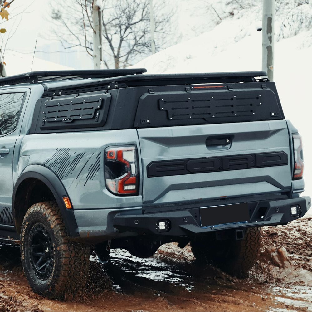 Short Heavy Duty Galvanised Steel Canopy fits Amarok 2010 - 2022 Dual Cab Tradie Black Low Rider Profile for Roof Top Tents