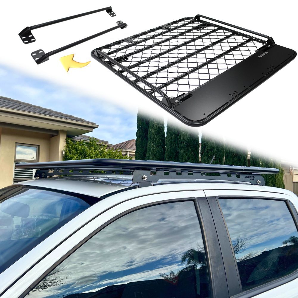 Aluminium Flat Mesh Roof Rack With Removeable Side Rails Suits Amarok 2023 Onwards Onwards Platform Brackets Black Powder Coated