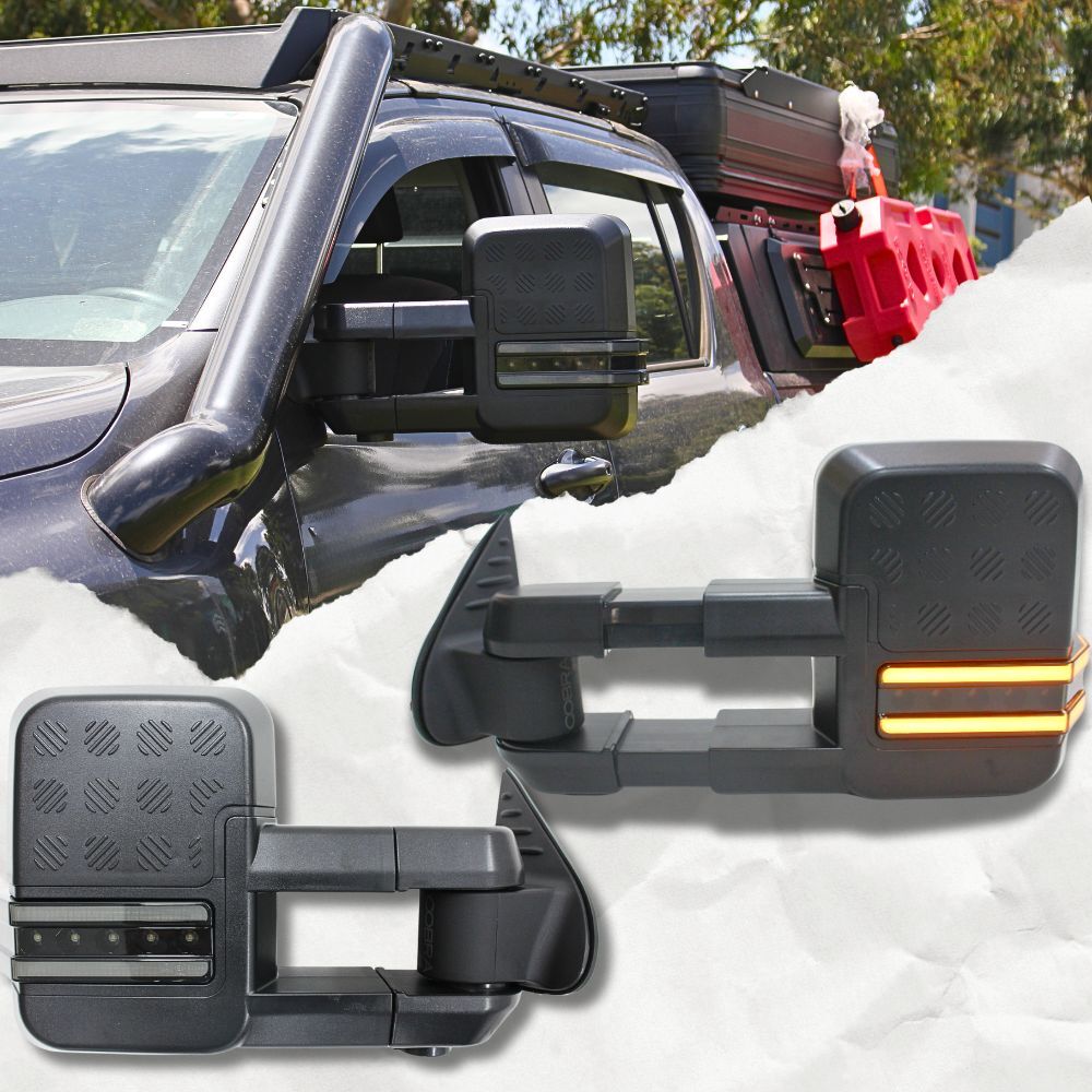 Cobra 4x4 Gen 2 Extendable Towing Mirrors Suit Holden Colorado 2012 Onwards Colorado 7 & Trailblazer 2017+ Black Electric