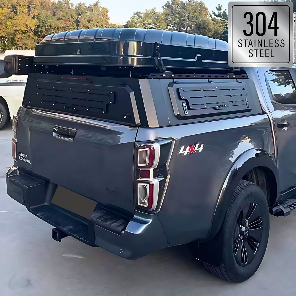 Short Heavy Duty Galvanised Stainless Steel 304 Canopy fits Isuzu Dmax 2012 - 2024 D-max Tradie Black Low Rider Profile for Roof Rop Tents