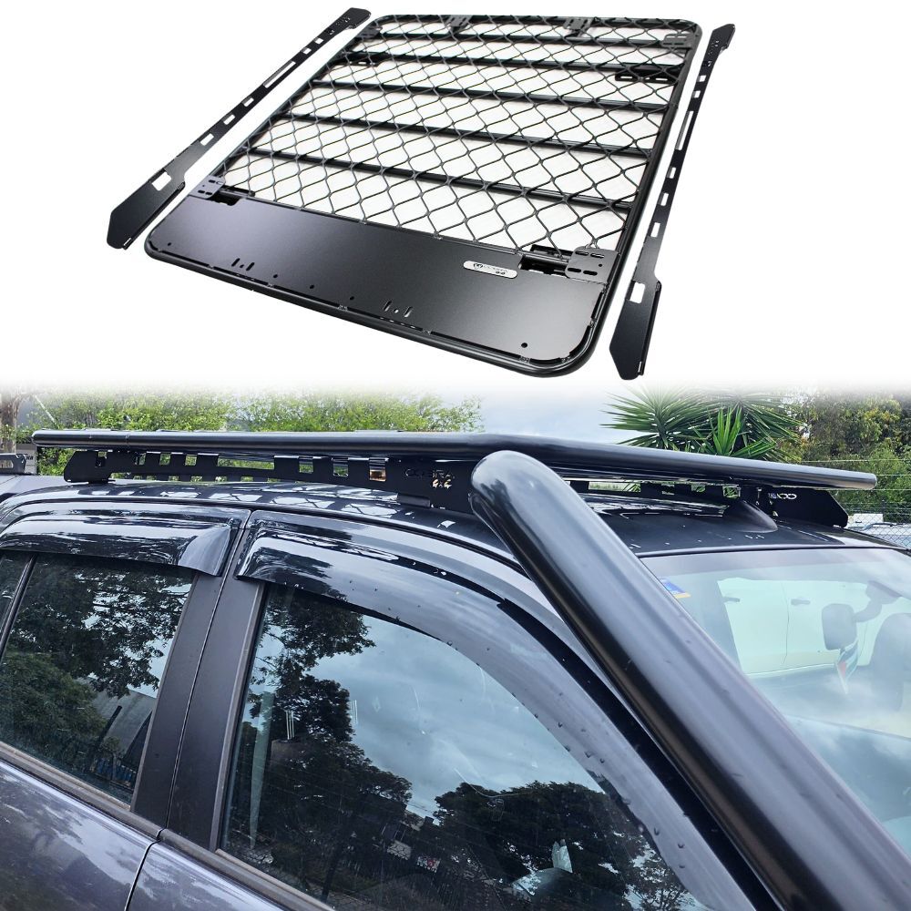 Aluminium Flat Roof Rack Platform Suits Isuzu Dmax 2021 Onwards D-max Dual Cab Brackets Black Powder Coated