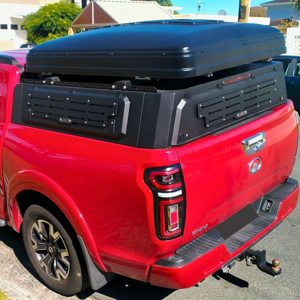 Short Heavy Duty Galvanised Steel Canopy fit Great Wall Motor GWM Cannon Alpha 2024 Onwards Dual Cab Tradie Black Low Rider Profile for Roof Rop Tents