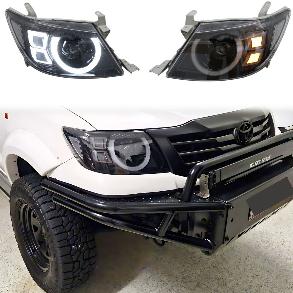 Cobra 4x4 Gen 2 Angel Eye LED DRL Head Lights Suits Toyota Hilux 2005 - 2011 Headlights Pair Front