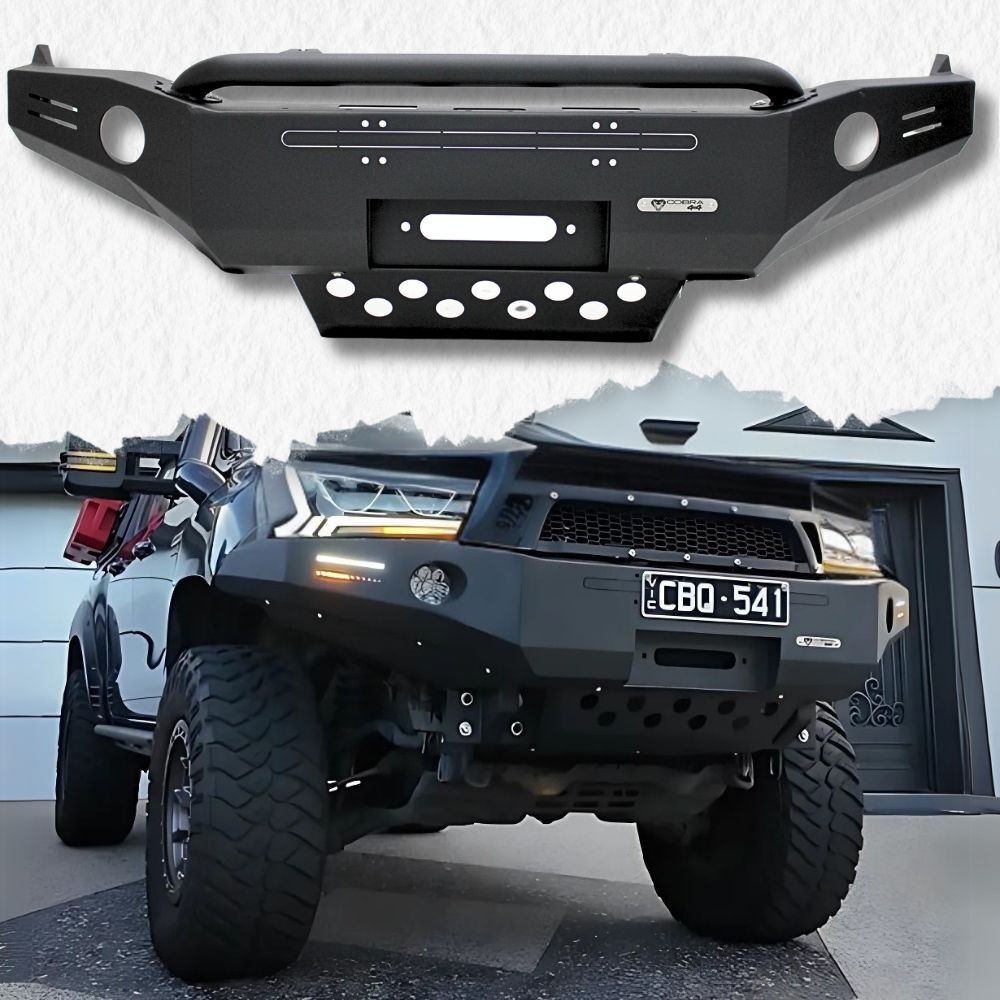 Cobra 4x4 Heavy Duty Removeable Hoop Steel Bull Bar Bullbar Gen 3 Suits Hilux N80 2015 - 2020 Hoopless Winch Compatible Bar