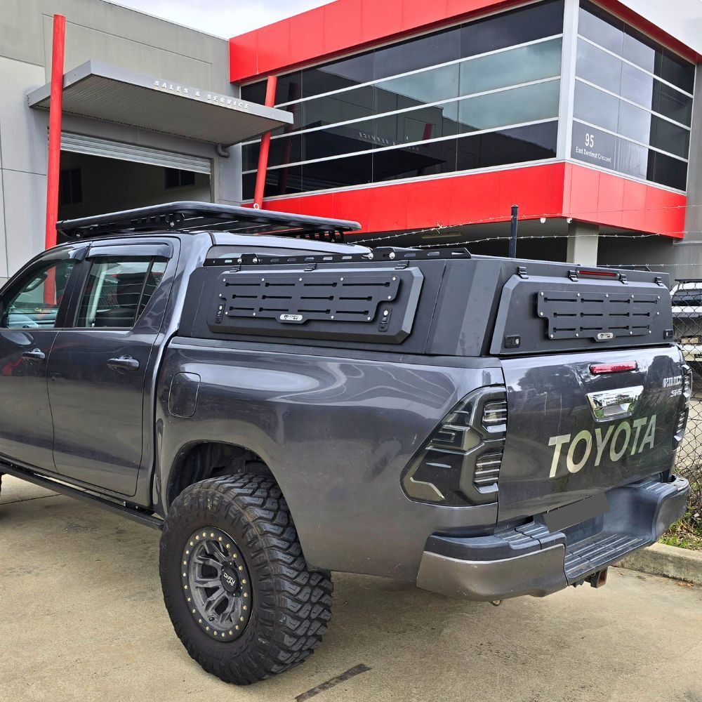 Short Heavy Duty Galvanised Steel Canopy fits Toyota Hilux SR Workmate 2015 Onwards N80 Dual Cab Tradie Black Low Rider Profile for Roof Rop Tents