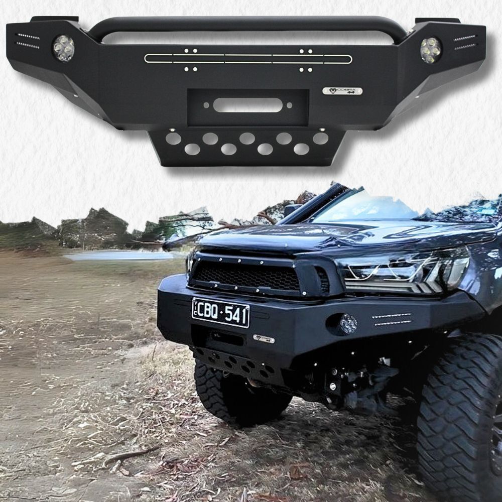 Cobra 4x4 Gen 3 Removeable Hoop Steel Bull Bar Bullbar Suits Hilux 2021 Onwards Hoopless Winch Compatible Bar Heavy Duty