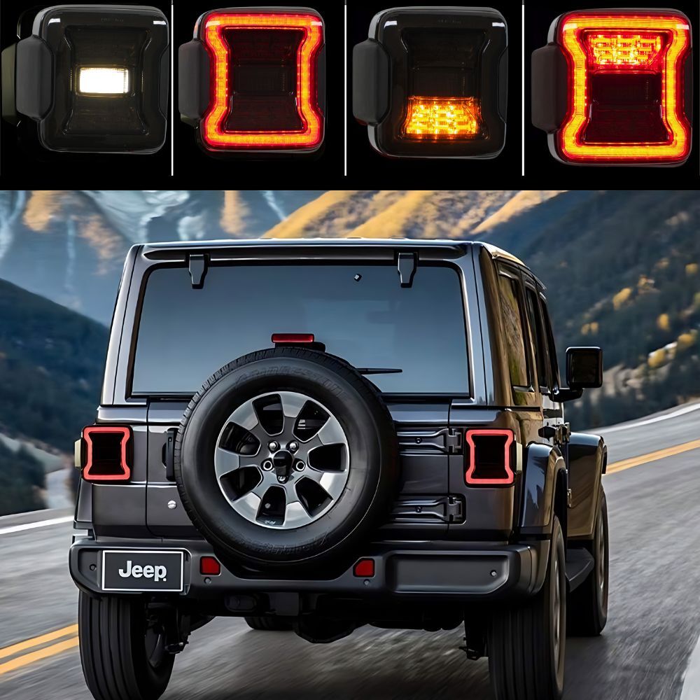 Smoked Black LED Tail Lights Suits Wrangler JL 2018 Onwards Pair Rear Taillight