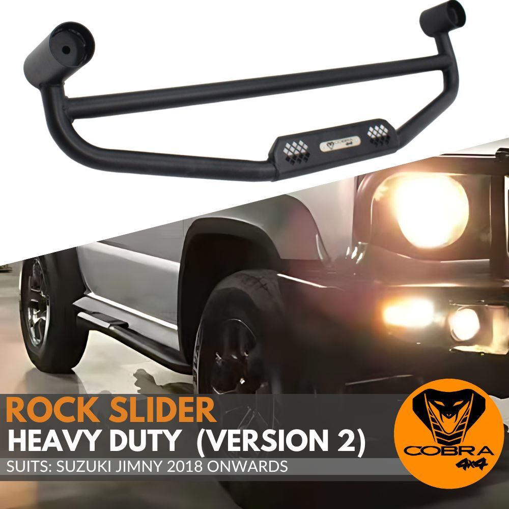 Heavy Duty 4x4 Naked V2 Rock Sliders Fits Suzuki Jimny 2018+ onwards Side Steps Black Steel Pipes Sleek