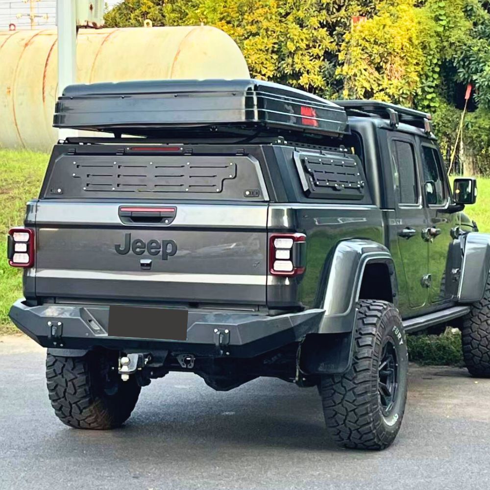 Short Heavy Duty Galvanised Steel Canopy fits JT Gladiator 2020 Onwards Tradie Black Low Rider Profile for Roof Rop Tents