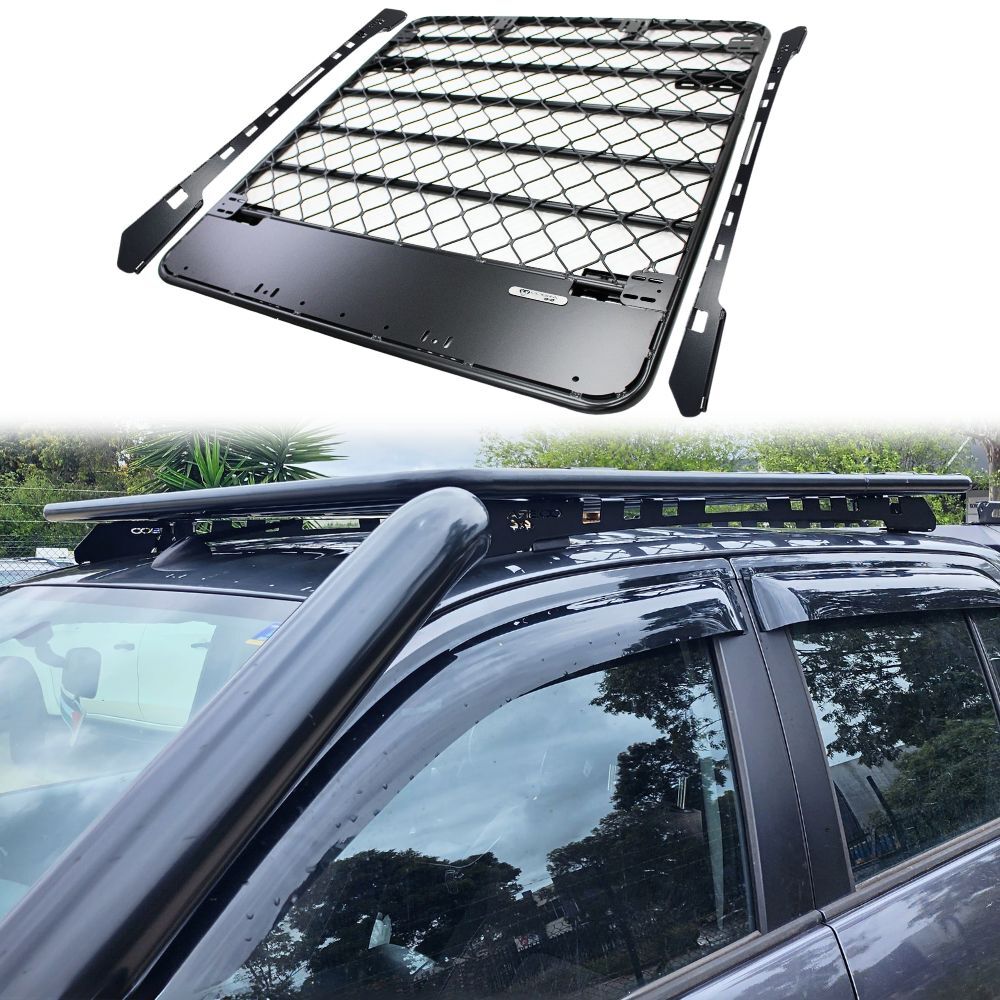 Aluminium Flat Roof Rack Platform Suits LDV T60 T90 2017 Onwards Dual Cab Brackets Black Powder Coated